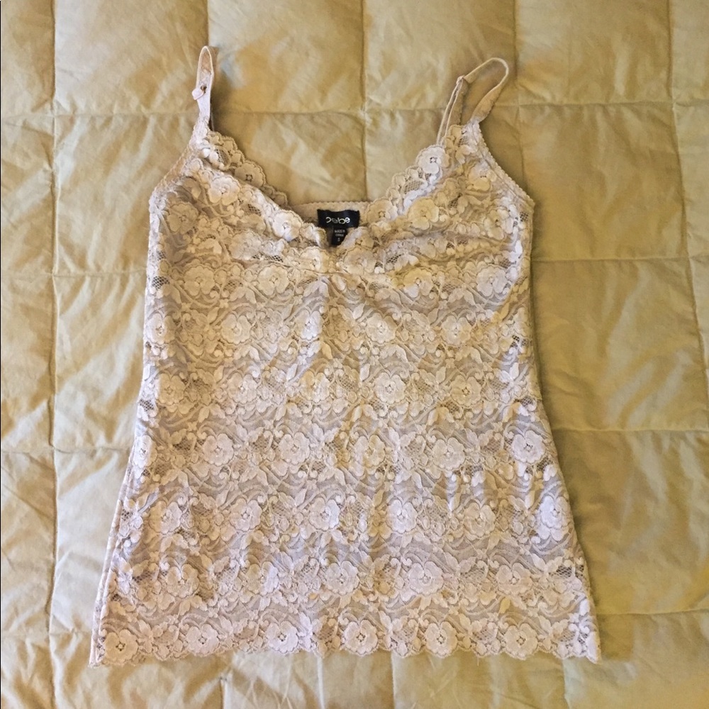 Bebe sexy nude lace top, S